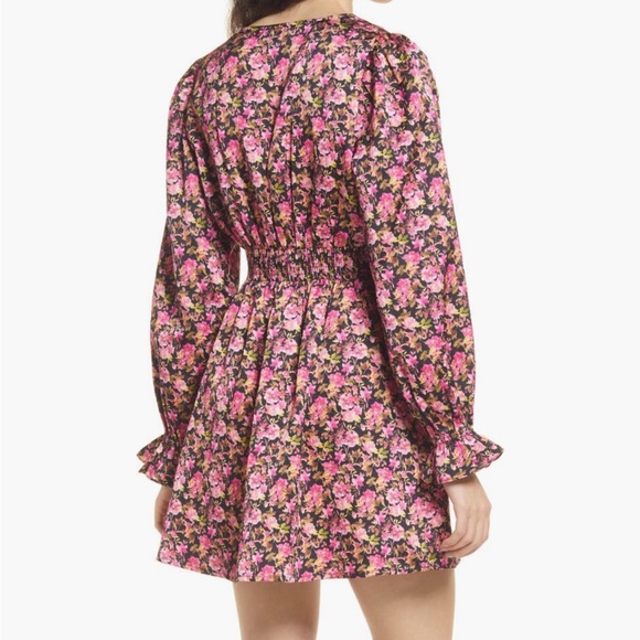 Vero Moda Elly Floral Button Front V-Neck Long Sleeve Mini Dress - Medium - Picture 7 of 8